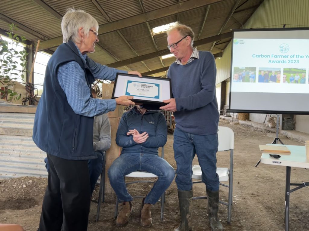 Doug Christie being awarded Carbon Farmer of the Year 2023 at FCT's Annual Field Day
