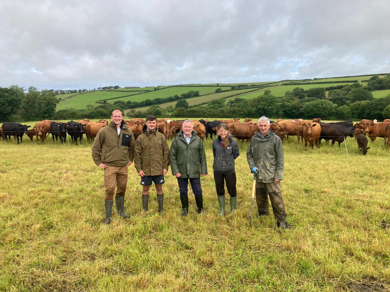 Steve Reed MP Visits Mike and Sam Roberts at Blable Farm, with FCT Farm Advisor Hannah Jones and James Daniel from Precision Grazing.